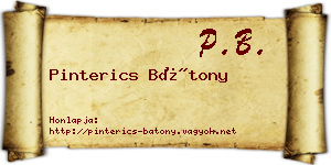 Pinterics Bátony névjegykártya
